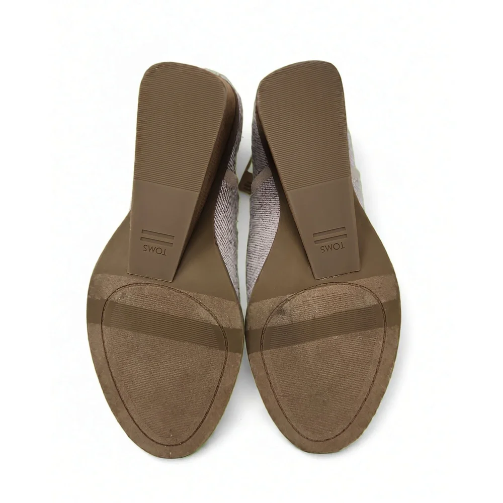 TOMS Kaia Wedge Bootie Size 6 Suede Twill Slip On Ankle Boot Minimalist Smart